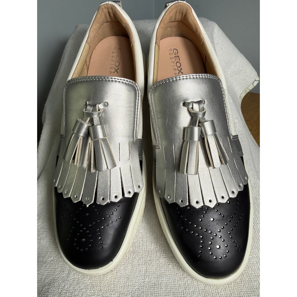 GEOX Italian Patent Women's D Leelu' C Slip-On Tasseled Loafer Sneakers US 7